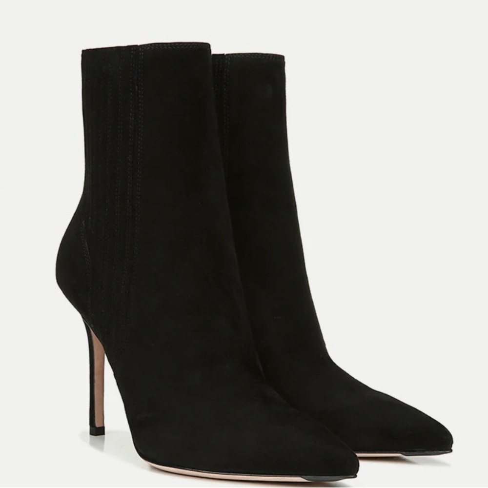Veronica Beard Black Suede Pointed-Toe Stiletto Ankle Boots